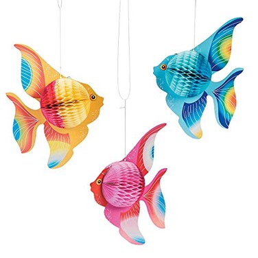 Fun Express Hanging Tissue Fish Decorations ,6 pc