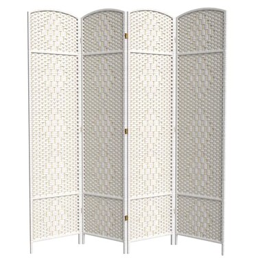Red Lantern 7 ft. Tall Diamond Weave Room Divider - White - 4 Panels