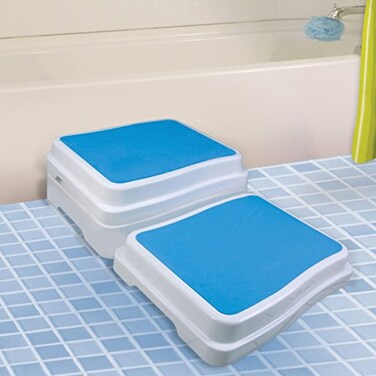 Reizen Bath Step - 4-Inch Height Boost, Extra-Large Platform ,19.75" x 16", Non-Slip Rubberized Feet, Supports up to 418 lbs. - Stackable Design for Customizable Height