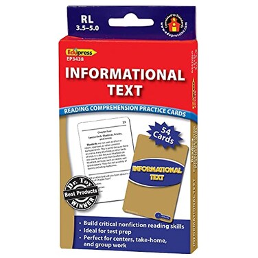 Edupress Reading Comprehension Practice Cards, Informational Text, Blue Level ,EP63438Medium