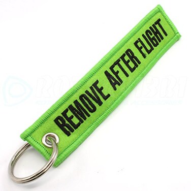 Rotary13B1 - Remove After Flight Keychain - Lime Green/Black