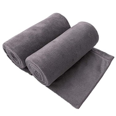 JML Microfiber Bath Towel with Hanging Loop, 2 Pack, 30" x 60", Grey