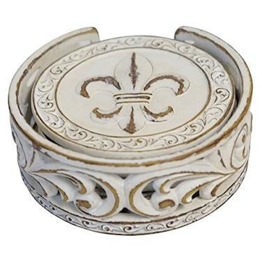LL Home Fdl Scrolls Coasters
