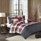 Madison Park Ridge Comforter Set Plaid Herringbone, Red Queen, 7 Piece
