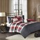 Madison Park Ridge Comforter Set Plaid Herringbone, Red Queen, 7 Piece