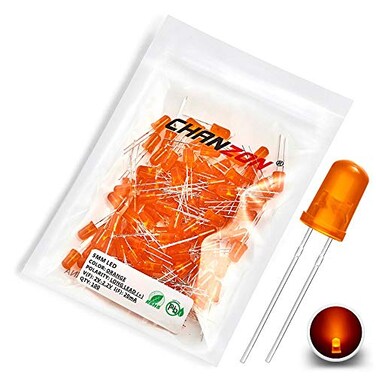 CHANZON 100 pcs 5mm Orange Diffused LED Diode Lights,DC 2V 20mA