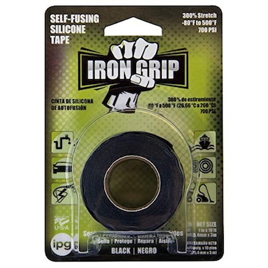 Intertape Polymer IPG Iron Grip Self-Fusing Silicone Tape, 1" x 10 ft, Black ,Single Roll