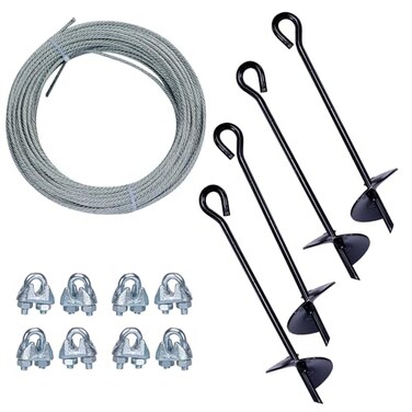 Tie Down 59070 Galvanized Cable ,Includes 4 Anchors, 8 Clamps, 50 Feet Galvanized Cable, Black