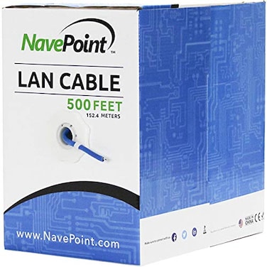 NavePoint CAT6 Ethernet Cable - CCA Bulk CAT6 Cable 500ft Ethernet Cable, 550MHz, 23AWG 4 Pair, Unshielded Twisted Pair ,UTP, Solid Blue