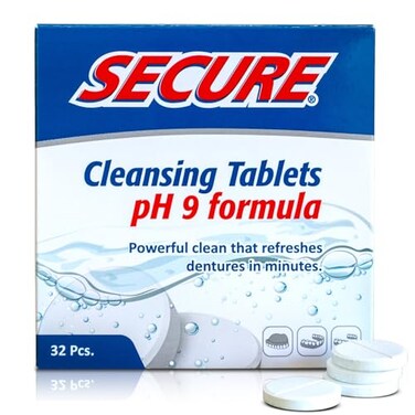 Secure Denture Cleaning Tablets, RetainerNightguard Cleaner, 32 Tablets