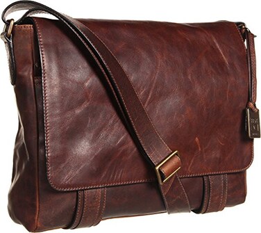 Frye Logan Messenger Dark Brown Antique Pull Up One Size