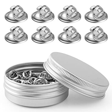 Weico 50 PCs Metal Pin Backs, Locking Pin Keepers Clasp Replacement