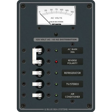 Blue Sea Systems 8043 Traditional Metal Panel - AC Main3 Positions, AC Voltmeter,beige
