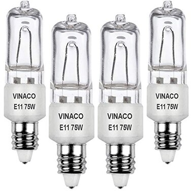 Vinaco JDE11 Halogen Bulbs, 75W 120V, Dimmable Warm White 2700K, 4-Pack