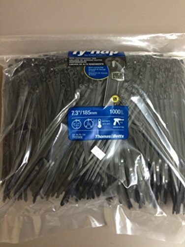 ThomasBetts TY25MX Cable Tie 50lb 7 Ultraviolet Resistant Black Nylon with Stainless Steel Locking Device Bulk Pack ,1000 Packby ThomasBetts