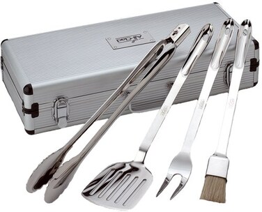 All-Clad Stainless Steel 5-Piece BBQ Tools Set with Case
