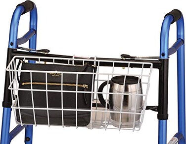NOVA Folding Walker Basket with Cup Holder Bottom Liner Insert, Universal Fit, Easy On and Off