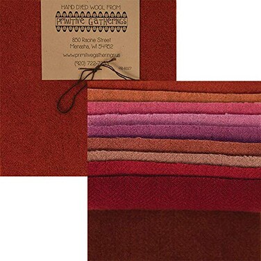 Moda Fabrics Primitive Gatherings Hand Dyed Wool Primitive 3 Charm Pack 10 5-inch Squares PRI 6027