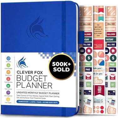 Clever Fox Budget Planner, Monthly Bill Tracker Book 5.8"x8.3" Royal Blue
