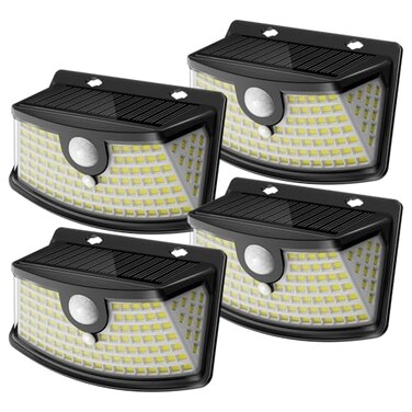 Aootek Solar Motion Sensor Lights Outdoor 120 LEDs, Black, 4 Pack