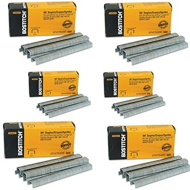 Bostitch B8 PowerCrown Premium Staples, 1/4" Leg Length, 5000/Box ,6box