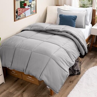 Bare Home Comforter Set - 1800 Ultra Soft ,Twin/Twin XL, Light Grey