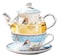 Jusalpha Tea for one Glass Teapot with Infuser, Cup and Saucer Set, Blue