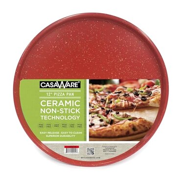 casaWare Pizza/Baking Pan 12.75-inch ,Red Granite