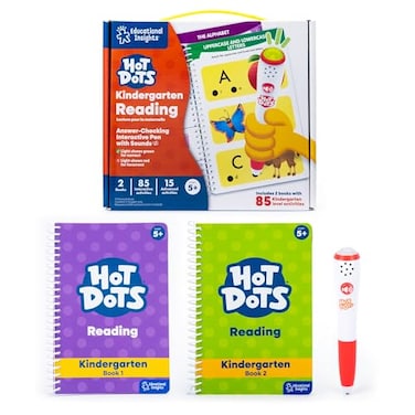 Educational Insights Hot Dots Kindergarten Reading Set - Kindergarten Workbooks with Interactive Pen, Homeschool Learning Activities, Learn to Read Activity Books for Kids Ages 5