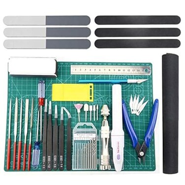 BXQINLENX Professional 33 PCS Model Tools Kit Modeler Basic Tools Craft Set Hobby Building Tools Kit for dam Car Model Building Repairing and Fixing ,J