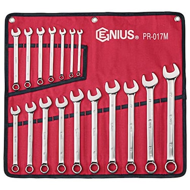 Genius Tools 17 Piece Metric Combination Wrench Set ,Mirror FinishPR-017M