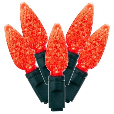 Vickerman 50 Light Red C6 LED Light Set on Green Wire