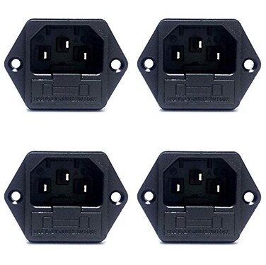 CESS IEC AC Power Inlet with Fuse Holder, Screw Mount, 4 Pack