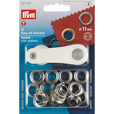 Prym Eyelets and washers 11 mm Silver with Tools 15pc