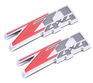 Aimoll 2pcs Z71 4x4 Emblems Badges, 3D ABS Decal Emblems for Chevy GMC Silverado ,Chrome Red
