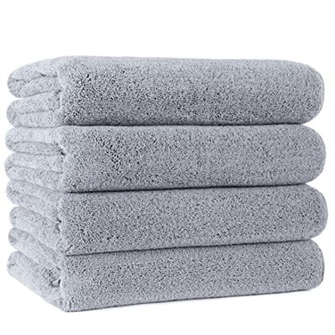 POLYTE 330 GSM Poly Blend Microfiber Quick Dry Bath Towel, 30x57 in, 4 Pack