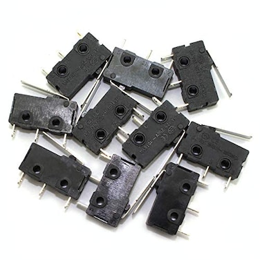 RuiLing 10pcs Micro Limit Switch 3Pin AC 125V/250V 5A Lever Arm Snap Action Normally Open/Close Micro Switch KW12-B