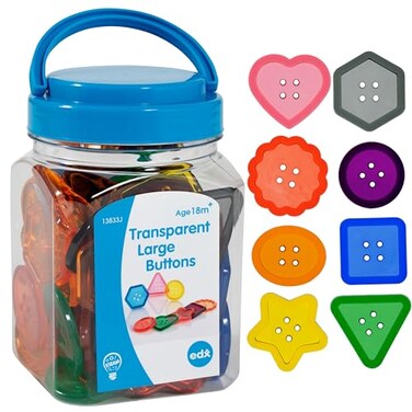 edxeducation Transparent Large Buttons, Mini Jar