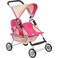 Fash n kolor, Twin Doll Double StrollerPinkOff-White Design Easy to Fold Double Stroller with Basket in The Bottom