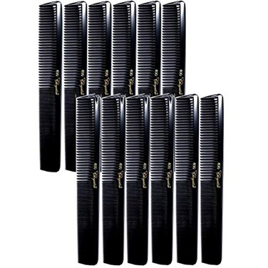 Cache Krest Combs Cleopatra 7 inch All Purpose BLACK Professional Styler Combs 12-ct. No. 400