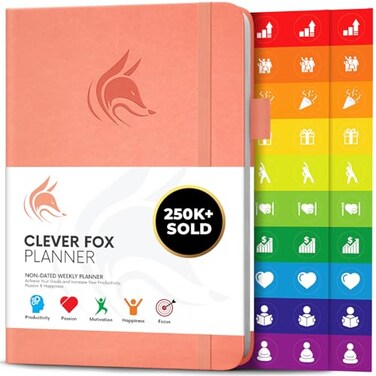 Clever Fox Weekly Planner Undated, MonthlyDaily Notebook, Peach Pink