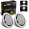 Partsam 2pcs 4" Round White 24 LED Truck Trailer Light Reverse Backup Running LightChrome/Wire