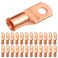 SELTERM 25pcs 2 AWG 1/4" Stud Heavy Duty Bare Copper Battery Cable Lugs
