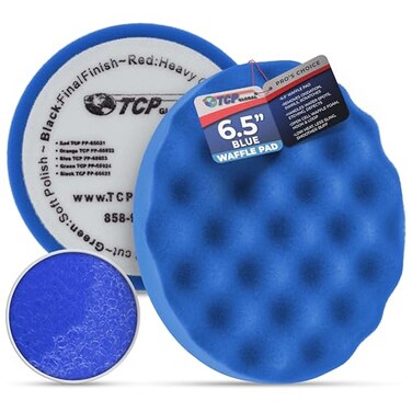 TCP Global 6.5" Blue Waffle Foam Buffing Pad, Light Cut