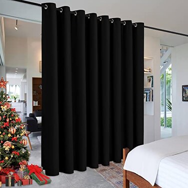 RYB HOME Black Privacy Office Divider Panel Extra Wide Long Curtain