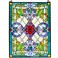Bieye W10028 Victorian Tiffany Style Stained Glass Window Panel with Chain, Rectangular Shape, 18" W x 25" H