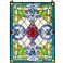 Bieye W10028 Victorian Tiffany Style Stained Glass Window Panel with Chain, Rectangular Shape, 18" W x 25" H