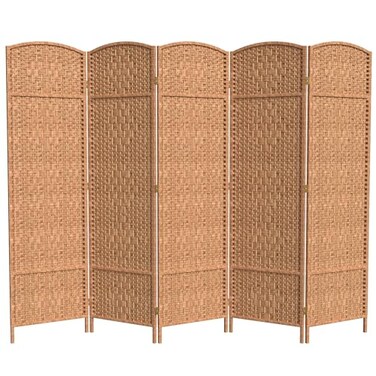 Red Lantern 6 ft. Tall Diamond Weave Fiber Room Divider - Natural - 5 Panel