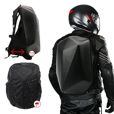 JFG RACING Motorcycle Backpack 30L,Universal Hard Shell Helmet Hardshell