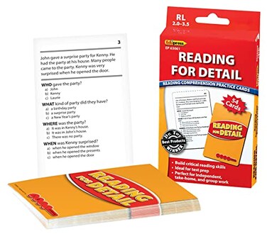 Edupress Reading Comprehension Practice Cards, Reading for Detail, Red Level ,EP63061Medium